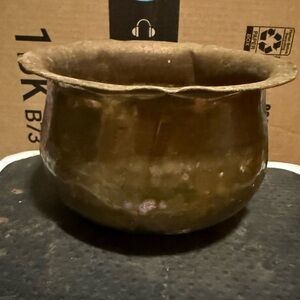 Vintage Mid Century Brass Planter Includes Patina